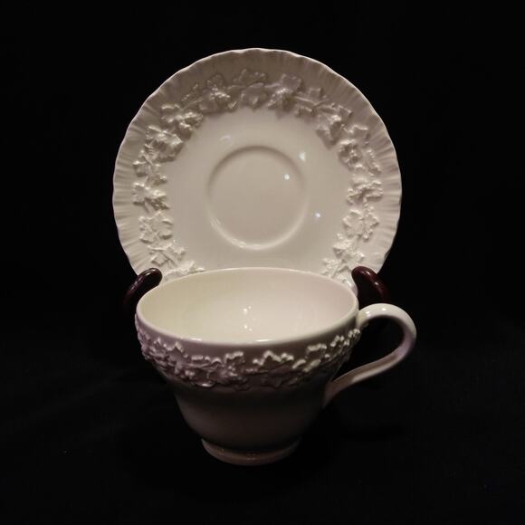1 Wedgwood Cup n Saucer Set Cream on Cream Color - Picture 6 of 13